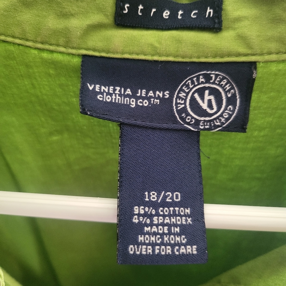 VENEZIA Jean's Clothing Stretch Light Green Cotton Blouse 18/20 - Picture 5 of 6